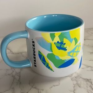 Starbucks 2023 Easter Neon Yellow Blue Flower Bee Ceramic Mug